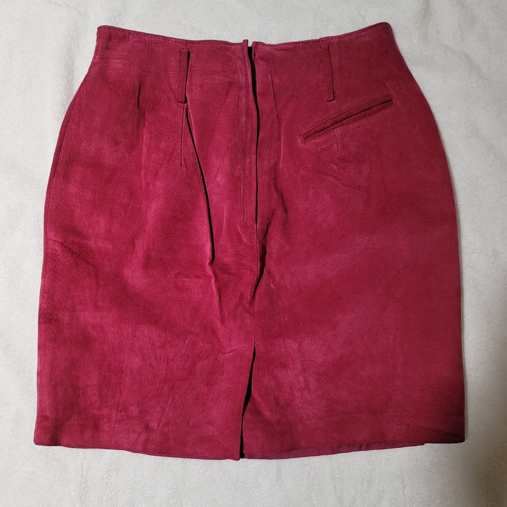 Vintage Express Maroon Suede Skirt - Picture 7 of 11